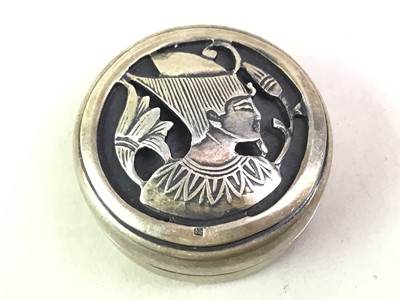 Lot 742 - EGYPTIAN SILVER PILL BOX
