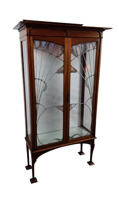 Lot 448 - ART NOUVEAU MAHOGANY DISPLAY CABINET