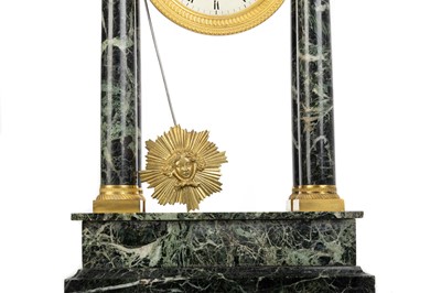 Lot 995 - FRENCH EMPIRE MARBLE FOUR PILLAR MANTEL CLOCK
