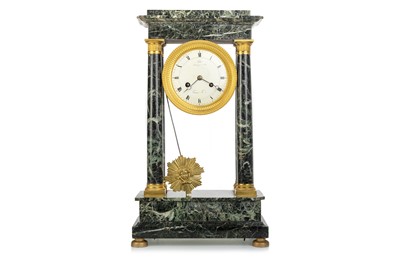 Lot 995 - FRENCH EMPIRE MARBLE FOUR PILLAR MANTEL CLOCK