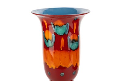 Lot 488 - LARGE RED GROUND VOLCANO POOLE POTTERY VASE