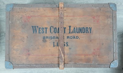 Lot 710 - THREE WOODEN LAUNDRY HAMPERS