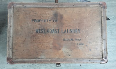 Lot 710 - THREE WOODEN LAUNDRY HAMPERS