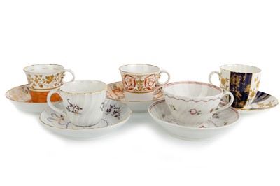 Lot 1265 - FIVE ANTIQUE CUP AND SAUCER SETS