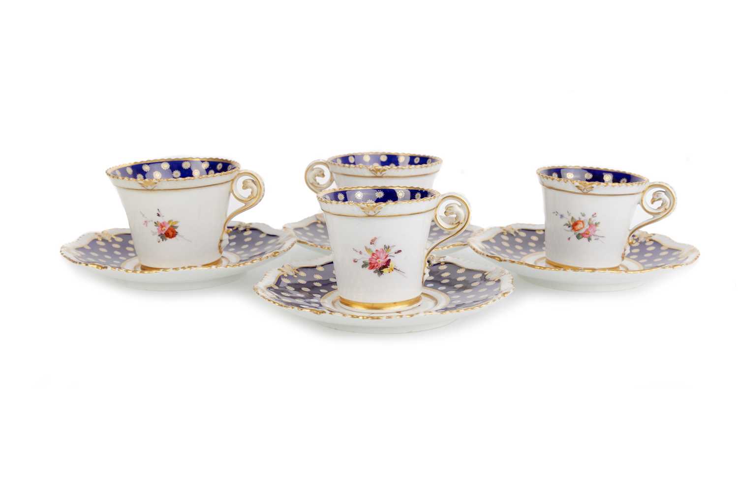 Lot 1275 - FIVE CUP AND SAUCER SETS AND ONE BREAD PLATE