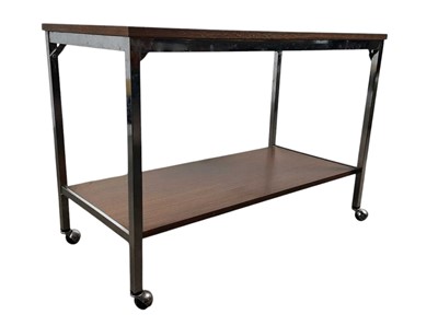 Lot 687 - MID CENTURY FORMICA AND CHROME DRINKS TROLLEY