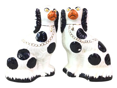 Lot 694 - PAIR OF STAFFORDSHIRE WALLY DOGS