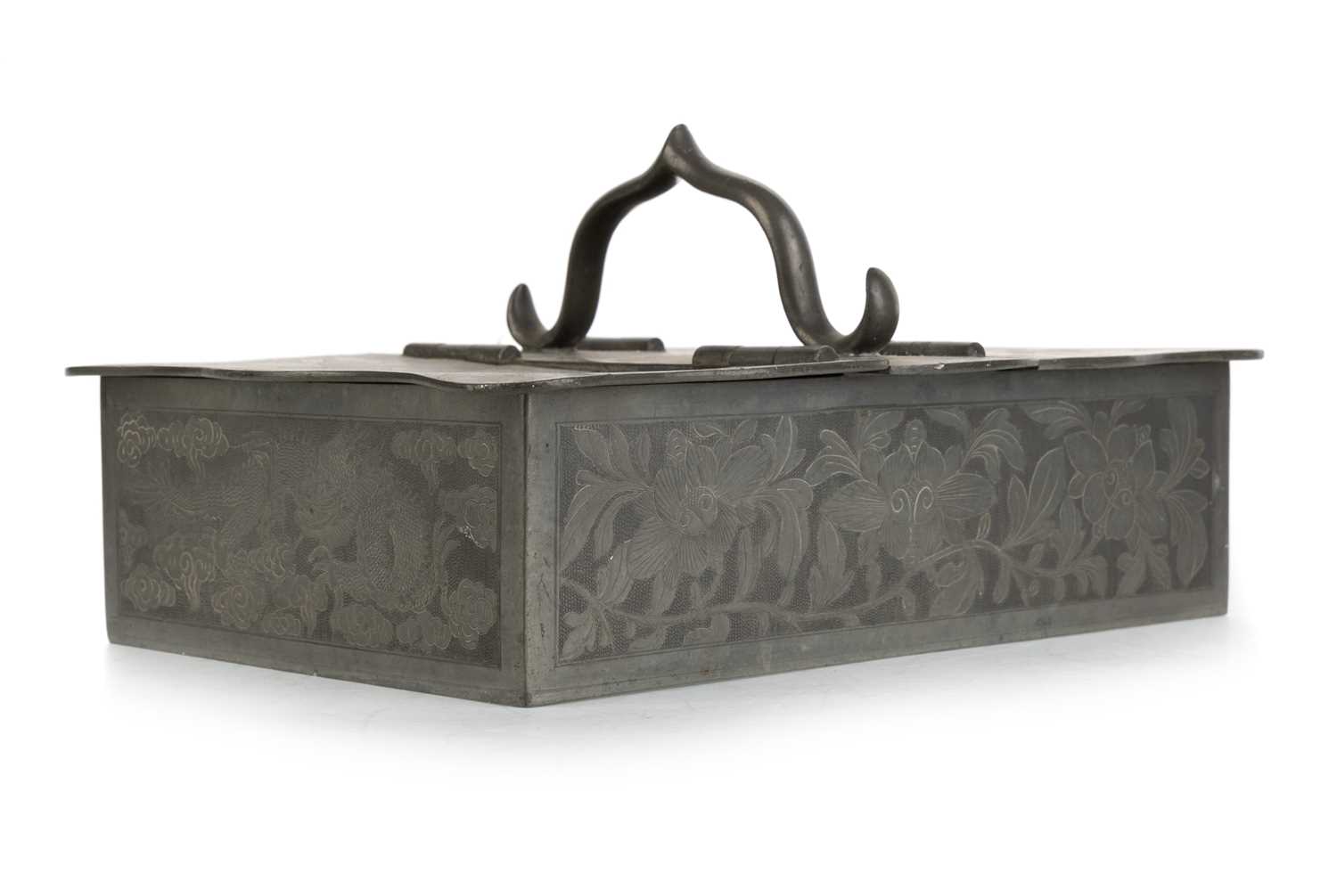 Lot 1610 - CHINESE SWATOW PEWTER BOX