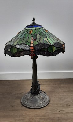 Lot 772 - IN THE MANNER OF TIFFANY, DRAGONFLY TABLE LAMP