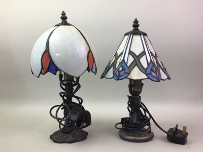 Lot 774 - IN THE MANNER OF TIFFANY, THREE TABLE LAMPS