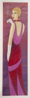 Lot 300 - * JOAN SOMERVILLE, LADY IN RED mixed media,...