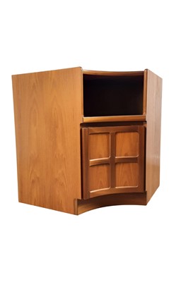Lot 796 - MID CENTURY NATHAN SQUARES TEAK CORNER CABINET