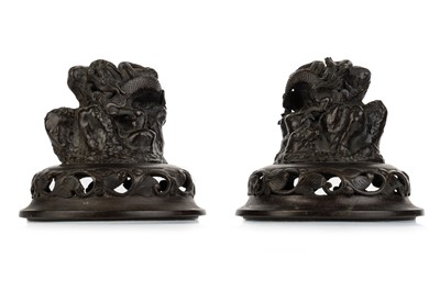 Lot 1624 - PAIR OF JAPANESE BRONZED LIDS