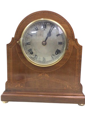 Lot 763 - INLAID MAHOGANY MANTEL CLOCK