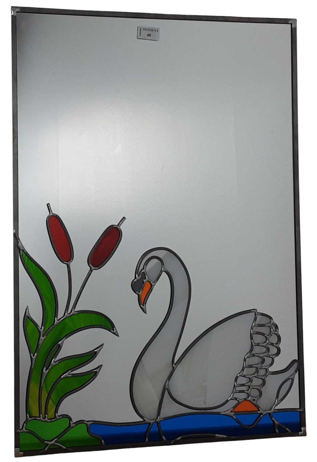 Lot 40 - LEADED GLASS MIRROR