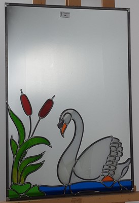 Lot 40 - LEADED GLASS MIRROR