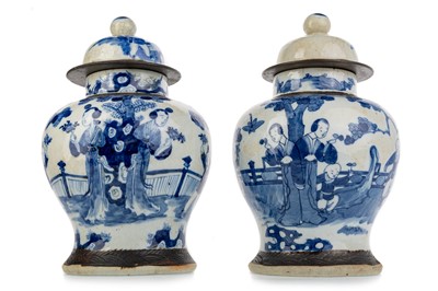 Lot 1626 - PAIR OF CHINESE BLUE AND WHITE LIDDED VASES