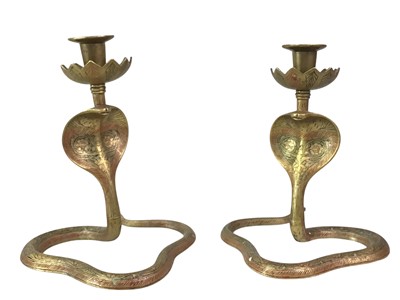 Lot 111 - PAIR OF BRASS CANDLESTICKS