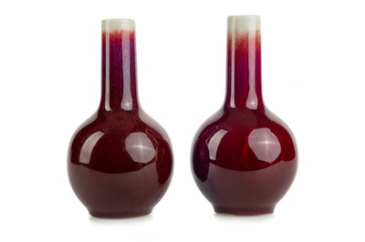 Lot 1630 - PAIR OF CHINESE SANG DE BOEUF VASES