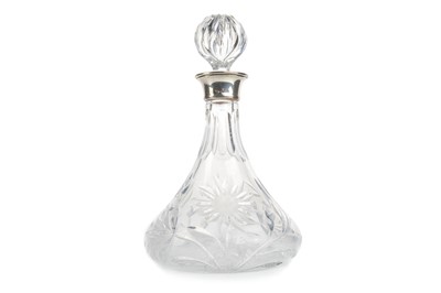 Lot 512 - CONTEMPORARY SILVER MOUNTED CUT GLASS DECANTER