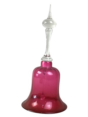 Lot 198 - LARGE CRANBERRY GLASS BELL