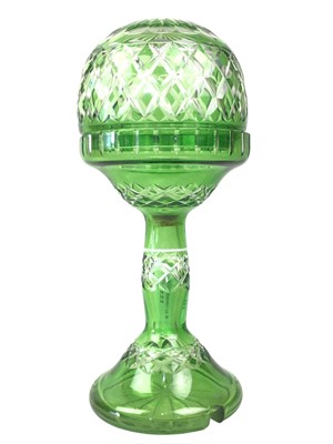 Lot 222 - GREEN CUT GLASS VASE