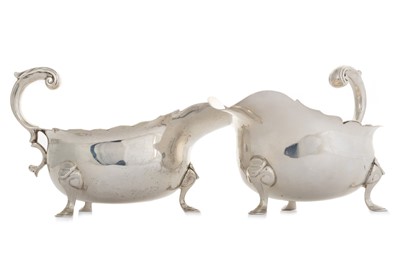 Lot 1120 - MATCHED PAIR OF SILVER SAUCE BOATS