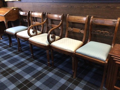 Lot 145 - FIVE REGENCY MAHOGANY DINING CHAIRS