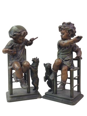 Lot 181 - PAIR OF FRENCH BRONZE SPELTER FIGURES