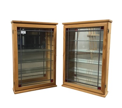 Lot 170 - PAIR OF PINE FRAMED DISPLAY CABINETS