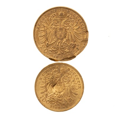 Lot 12 - GOLD HUNGARIAN 10 CORONA AND 20 CORONA COIN