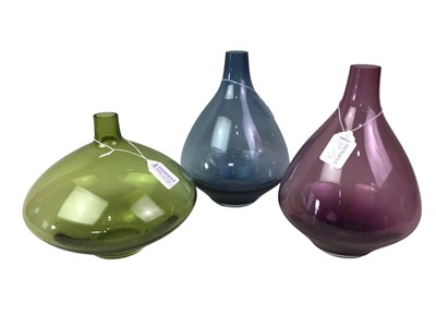 Lot 320 - GROUP OF THREE GLASS VASES