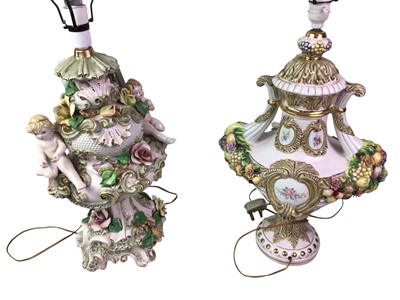 Lot 323 - TWO LARGE CAPODIMONTE STYLE LAMPS