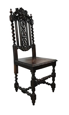 Lot 333 - VICTORIAN CARVED OAK HALL CHAIR