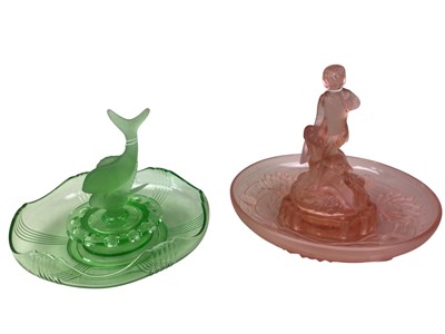 Lot 364 - TWO ART DECO STYLE GLASS CENTREPIECES