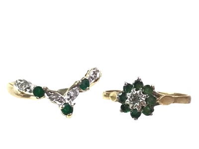 Lot 370 - TWO EMERALD AND DIAMOND RINGS