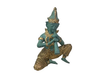 Lot 386 - GILT BRONZE FIGURE OF THAI PRINCE PRA API PLAYING THE FLUTE