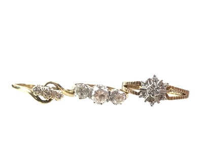 Lot 375 - THREE DRESS RINGS