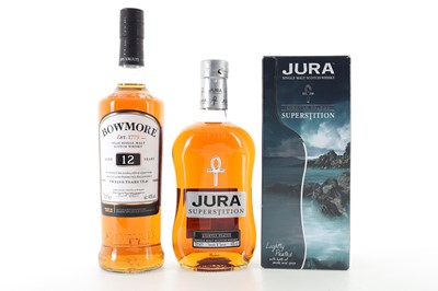 Lot 242 - BOWMORE 12 YEAR OLD AND JURA SUPERSTITION