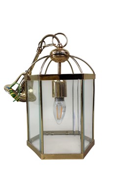 Lot 431 - TWO BRASS AND GLASS CEILING LIGHT FITTINGS