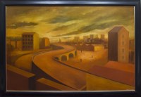 Lot 380 - * MARTIN KANE, THE QUIET CITY oil on canvas,...