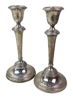 Lot 402 - PAIR OF SILVER CANDLESTICKS