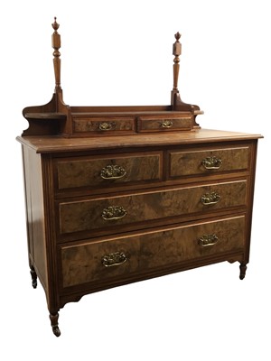 Lot 381 - EDWARDIAN WALNUT DRESSING CHEST