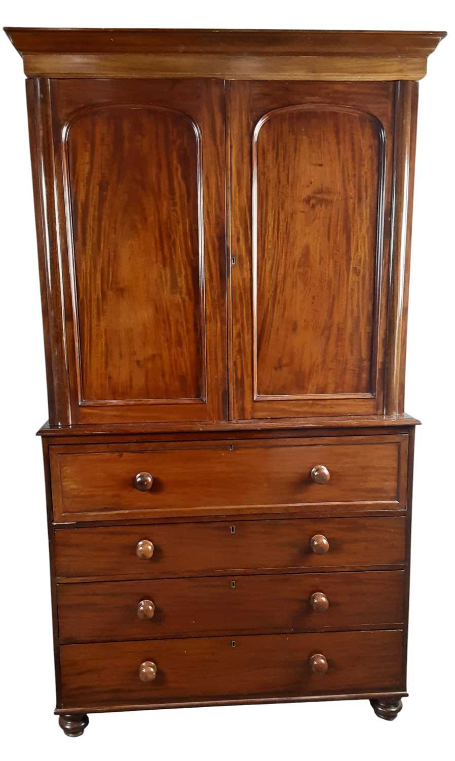 Lot 1295 - MAHOGANY SECRETAIRE CUPBOARD
