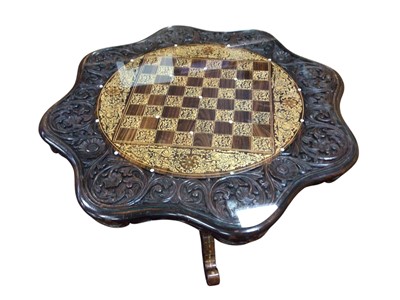 Lot 1657 - INDIAN ROSEWOOD INLAID CHESS TABLE