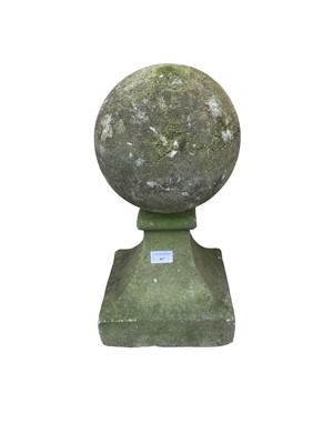 Lot 467 - PAIR OF RECONSTITUTED STONE BALL FINIALS