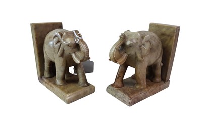Lot 495 - PAIR OF SOAPSTONE BOOKENDS