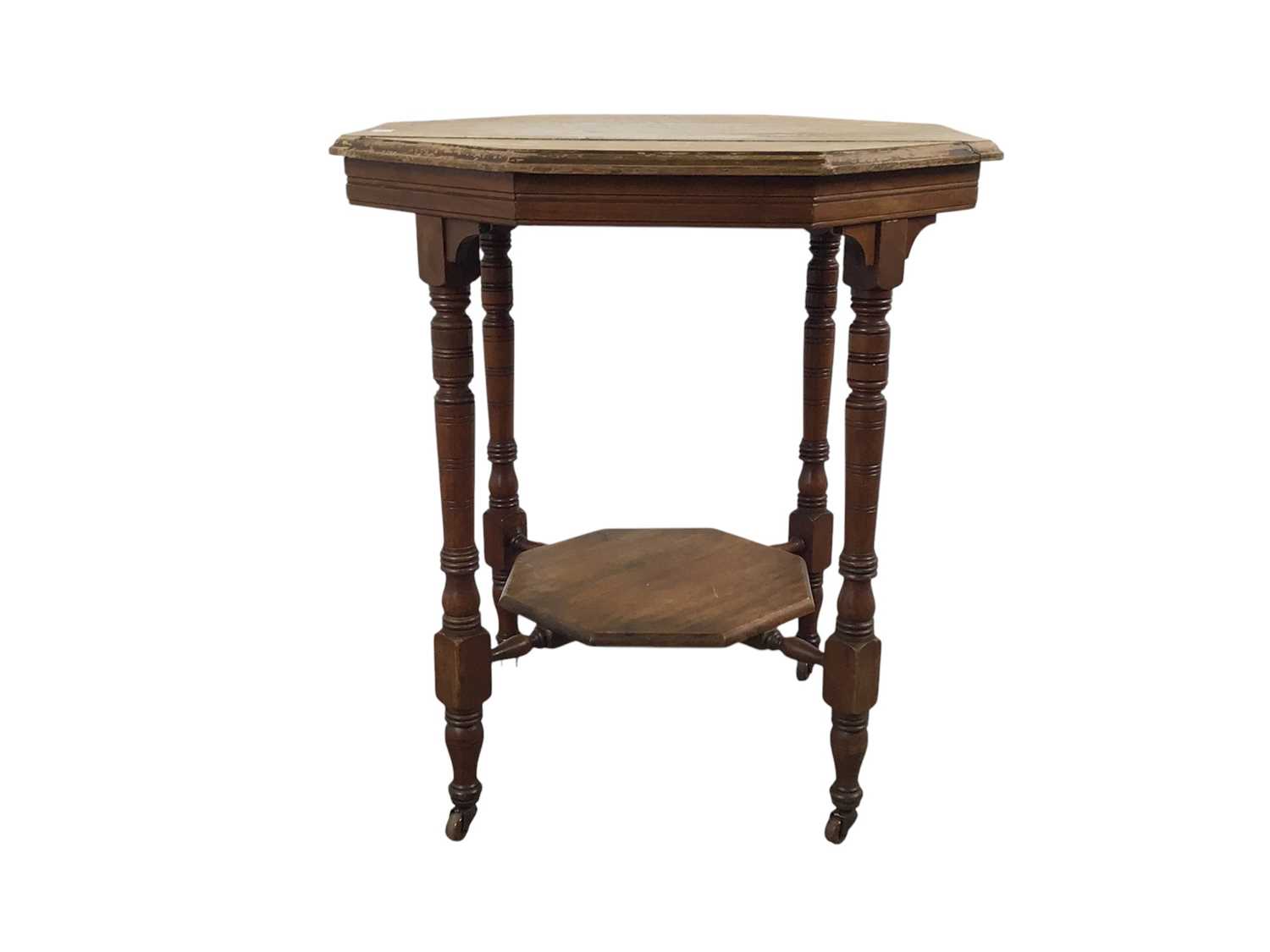 Lot 508 - WALNUT OCTAGONAL WINDOW TABLE