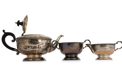 Lot 1138 - GEORGE V SILVER THREE PIECE TEA SERVICE