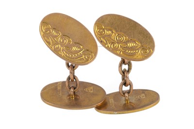 Lot 510 - PAIR OF GOLD OVAL CUFF LINKS